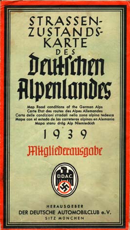 Straßenzustandskarte des Deutschen Alpenlandes des D.D.A.C. aus dem Jahr 1939